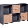 Inter Link - Cassettone a 2 ante e 2 cassetti - Credenza - Cassettiera - Per camera da letto, soggiorno - Rovere Artisan - Antracite - Legno composito - Robusto - Facile manutenzione - Pepeto 2TS