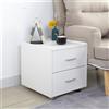 BAKAJI Comodino Mobiletto Cassettiera 2 Cassetti Spazioso Design Minimal Legno Bianco