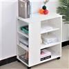 BAKAJI Tavolino Divano Libreria Design Moderno 3 Ripiani con Ruote 75x35x60 Legno Bianc
