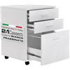 BAKAJI Cassettiera Scrivania Ufficio Mobiletto Stampante 3 Cassetti Bianco Frassinato