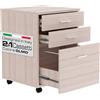 BAKAJI Cassettiera Scrivania Ufficio Legno MDF Mobiletto Stampante 3 Cassetti Olmo