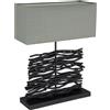 Globo lighting Lampada da tavolo Jamie in legno nero opaco e tessuto grigio stile moderno 1XE27 21648B/40