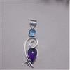 Pendente In Argento Sterling 925 Con Ametista Africana E Topazio Blu S-385