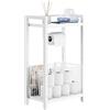 IBUYKE Porta carta igienica autoportante con ripiano portaoggetti, dispenser per rotolo di carta igienica da bagno con spazio extra per rotoli, riviste, salviette umidificate, bianco TLJ020W