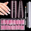 MELLIEX 150 Pezzi Unghie Finte Dual Nail Forms Kit, Tip in Gel per Unghie Estensione 2 Stili, Rosa Acrilico Mandorla Stiletto Dual Form Quadrate per Manicure Salone DIY (15 Misure)