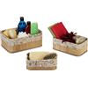 Relaxdays Set da 3 Cestini Portaoggetti, per Cosmetici o Asciugamani, Design Vintage, Varie Dimensioni, Naturale Beige