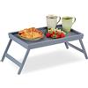 Relaxdays Vassoio Colazione a Letto, Tavolino da Letto, Gambe Richiudibili, Bordo Rialzato HLP: 4 x 50 x 31 cm, grigio