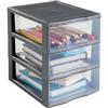 SUNDIS Orgamix, cassettiera plastica, 3 cassetti A5 Trasparenti, Altezza 25,5 cm, impilabile, Ideale per riporre Cosmetici, Gioielli, Accessori e Materiali di consumo