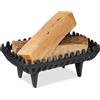 Relaxdays Brucialegna da Camino, Rettangolare 15 x 37 x 26 cm, Griglia in Ghisa Poggia Legna con Piedi Rialzati, Nero