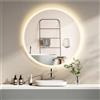 PonteSino HOKO specchio da bagno rotondo a LED 80 cm Amburgo. Specchio di design con specchio cosmetico a 3 pieghe, specchio da bagno illuminato a LED con interruttore a sfioramento, cambio di luce a LED.