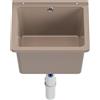 QLS Lavandino Esterno Giardino Garage Cantina Lavanderia Officina (Beige) 40 x 38 cm in Plastica, Installabile a Parete, Ideale per Interni ed Esterni