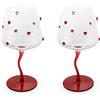 WD LifeStyle Set 2 Calici Cocktail 450 Ml Decoro Cuori Rossi
