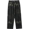 Pantaloni Cargo In Denimh Strappati Tie-dye Per Uomo, Jeans Dritti A Gamba Larga