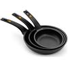 BRA Efficient | Set di 3 padelle, 20-24-28 cm, in fusione di alluminio con rivestimento antiaderente
