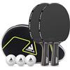 JOOLA Black Duo PRO - Set di 2 racchette da 'ping' 'pong' + 3 palline da ping-pong + custodia, colore nero, 6 pezzi