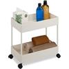 Relaxdays Carrello da Cucina, Ruote e 2 Ripiani, Carrellino Portaoggetti Bagno, Porta Detersivi, 38x39,5x21,5 cm, Bianco