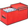 Relaxdays Scatola per Palline di Natale, Borsa Porta Palle e Addobbi Natalizi a 128 Scomparti, 30x30x60 cm, Rosso Verde