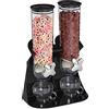 Relaxdays Dispenser Cereali Doppio, Distributore per Corn Flakes, Cioccolatini, Nocciole e Dolcetti, in Plastica, Nero