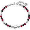 Clondo Bracciale Uomo Donna Milan in Acciaio - Collezione Ufficiale Calcio - Accessorio Elegante e Sportivo con Logo - Idea Regalo per Tifosi - Vari Modelli Disponibili (Beads Classic Red Black)
