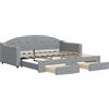 vidaXL Letto da giorno allungabile con cassetti grigio chiaro 90x190 cm in tessuto