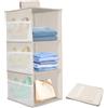 Zyluniy Organizer Armadio da Appendere Pieghevole, Portatutto con 3 Scomparti e 9 Tasche a Rete, Portattuto da Appendere per Camera da Letto, per Maglioni, Cappelli, Calzini