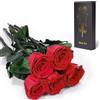 Yamonic Rosa Stabilizzata Regalo Donna,Festa della Mamma Idee Regalo,Rosa Eterna con Steli Regali per Donne Compleanno,Vera Rosa Regali Mamma,5 Rose