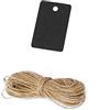 CHSYOO 500 x Etichette in Carta Kraft, Etichette Regalo Nere, Etichette Piccole quadrate in Carta Kraft da 3,3 x 2 cm e Corda di Iuta Naturale da 10 m