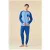 NOIDINOTTE PIGIAMA UOMO COTONE MANICA LUNGA FC003229 BLUE RIVIERA