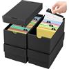 VEUWOLM 4 Pz Scatola per flashcards A7, per 74×105mm flash cards, Capacità 980 Schede, Indice Card Box Nera per Apprendimento Note, Ricette, Organizzazione e Revisione a Casa Scuola Ufficio