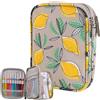 GREATRICH Zitrone Gelbe Borsa Uncinetto Organizzata, Accessori per Borse Uncinetto con Doppia Cerniera, Astuccio Portatile per Ferri da Maglia Circolari e Attrezzi, 18x14x4cm