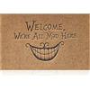 AOAOPQ Tappetini di benvenuto per porte d'ingresso e porte esterne con scritta "We All Mad Here", zerbino per interni antiscivolo, super assorbente, facile da pulire, grande, marrone
