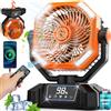 Multper 20000mAh Ventilatore da Campeggio con LED, 5 Velocità Ventilatore Portatile Ricaricabile con Telecomando e Gancio, Ventilatore USB con Oscillazione, Ventilatore da Tavolo per Campeggio Tende