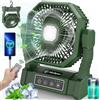 Multper Ventilatore da Campeggio con Luce LED, 4 Velocità 10000mAh Ventilatore Portatile USB Ricaricabile con Telecomando e Gancio, Ventilátore da Tavolo Silenzioso per Casa, Ufficio, Viaggi, Picnic