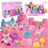 MYDOVA Unicorno Principessa Tema Sensory Bin, Play Sand Kit per ragazze con 1,1 kg di sabbia arcobaleno, Ice Cream & Castle Models, Building Tools, giocattoli educativi per bambini dai 3 agli 8 anni