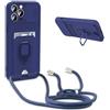 BGHHEU Cover con Cordino per Honor 200 Lite 5G,Custodia con Collana Collo Silicone Antiurto Case,Protezione Fotocamera Slot Carte 360° Anello Supporto,Silicone Case,Blu
