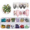 NICENEEDED 12 Colori Fette di Conchiglia Abalone Irregolari, 3D Nail Art Shell Piece Nail Patch Fiocchi di Sirena per Decalcomanie di Paillettes di Decorazione di Nail Art (Stile 2)