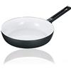 Berndes Alu Induction Smart Schmorpfanne 28 cm Padella Fonda, 3.5 Litri, Alluminio Forgiato, Schwarz/Weiß