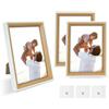 FALSKT 3PCS Cornice Foto 10x15cm Cornice Legno in MDF Portafoto da Tavolo Cornici Foto con Vetro Acrilico per Soggiorno Camera da Letto Bianco,3PCS Ganci Adesivi Per Quadri