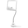Mirrorvana Specchio ingranditore 10X con collo flessibile per trucco - specchio da tavolo con ventosa per bagno, toeletta e viaggio - magnifying makeup mirror - 16cm x 16cm (Cornice traslucida)