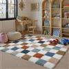 HUGEAR Tappeto Salotto 140x200cm Pelo Lungo a Quadri Grande Multicolore Bianco Morbido Tappeti Antiscivolo Moderno Camera da Letto Cucina Salotto Sala Scendiletto Esterno Bambina Bambini Tappeti