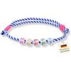 happymaker Bracciale Donna Estivo Bohémien - Bracciale Corda Regolabile Stile Marino con Tartaruga o Perla d'Acqua Dolce, Bracciale Estate Mare Festival, Idea Regalo Donna (bianco blu - letter HAPPY)