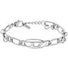 Diesel Bracciale da uomo in acciaio inossidabile con chiusura a moschettone, tono argento