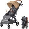 Ergobaby Metro 3 Deluxe passeggino da viaggio con funzione reclinabile, passeggino dalla nascita a 22 kg (0-4 anni), pieghevole con una sola mano e compatibile con il seggiolino auto, Camel