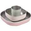 BÉABA Set Pappa Inox 3 Pezzi - Bicchiere + 2 Piatti Bambino, Leggeri e Resistenti, Antiurto, Silicone Antiscivolo, Microonde e Lavastoviglie - Barbapapà