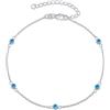 Amberta Cavigliera da Donna in Argento Sterling 925 | Gioielli Estivi da Donna | Cavigliera Perline Cuore a Strati Regolabile: Zircone Blu