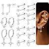 YADOCA 10 Paia Orecchini Donna Set Orecchini Acciaio Chirurgico Argento/Oro Piercings Orecchio Anallergici Piercing Helix Trago Conch Piercing Gioielli