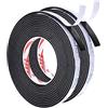 PATIKIL 5m/16.4ft Sigillatura Schiuma Nastro, 2 Rotoli 12mm Largo 3mm Spessore Singolo Lato Meteo Rimozione Porta Sigillo Striscia Paraspifferi per Finestra Porta Isolamento, Nero