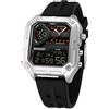 TICKEEN Orologio da Uomo Orologio Sportivo Digitale Orologi Rettangolari Orologi Impermeabili con Allarme/conto Alla Rovescia/Cronometro/Luce/Militare Orologio da Polso Multifunzionale (Argento-Nero)