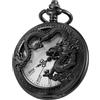 Tiong Orologio da tasca vintage da uomo con motivo polpo/drago, con incisione personalizzata, al quarzo, con catena, regalo per compleanno, festa del papà, matrimonio, Nero Bianco 2, Retrò
