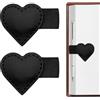 CYUXING 2 segnalibri magnetici in pelle con portapenne | Chiusura magnetica robusta a forma di cuore, ideali per gli amanti dei libri, regalo multifunzionale per lettori, donne e studenti (nero)